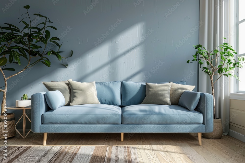 3D rendering Sofa in living room with free space - generative ai 3D rendering Sofa in living room with free space - generative ai