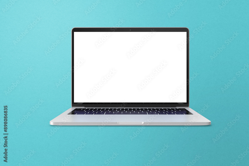 Laptop Mockup on Turquoise Textured Background Laptop Mockup on Turquoise Textured Background