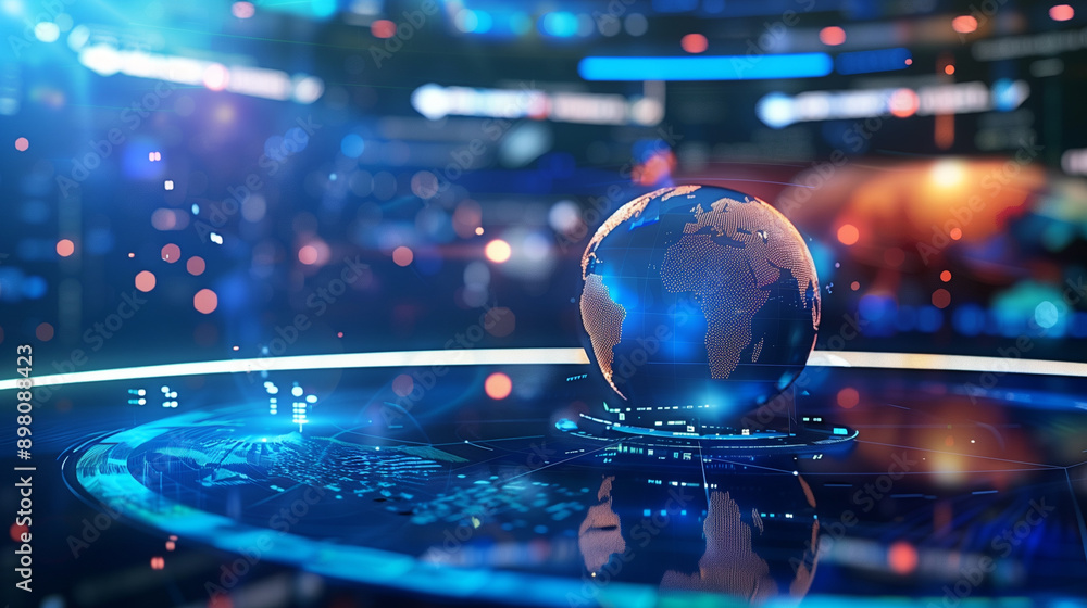 Digital world breaking news studio Background for news report and breaking news on world live report Digital world breaking news studio Background for news report and breaking news on world live report