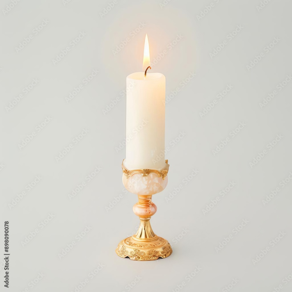 eerie mantelpiece candle on solid white background, single object eerie mantelpiece candle on solid white background, single object