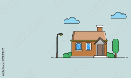 Vector Illustration Geometric 1 Story House Icon