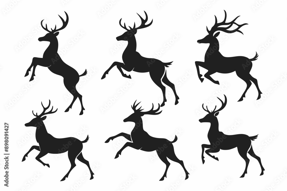 Deer silhouette vector set, Collection of reindeer silhouette isolated on white background. vector illustration
Deer silhouette vector set, Collection of reindeer silhouette isolated on white background. vector illustration