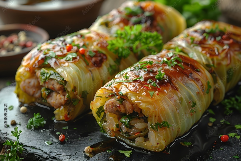 Gourmet Stuffed Cabbage Rolls with Meat and Fresh Herbs - Perfect for Culinary Projects and Food Blogs Gourmet Stuffed Cabbage Rolls with Meat and Fresh Herbs - Perfect for Culinary Projects and Food Blogs