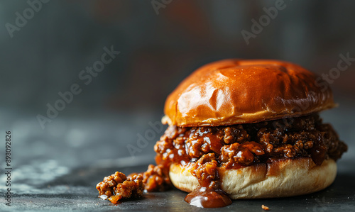 tasty and delicious sloppy joe burger with free copy space for text