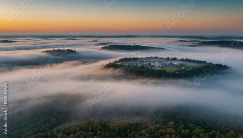 Fog rolling over a sprawling city