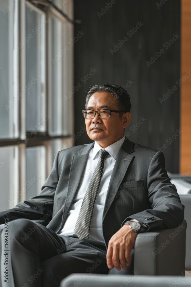 Portrait of an Asian CEO in a boardroom, Generative AI Portrait of an Asian CEO in a boardroom, Generative AI