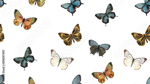 Flat butterfly icon pattern scatered in background photo