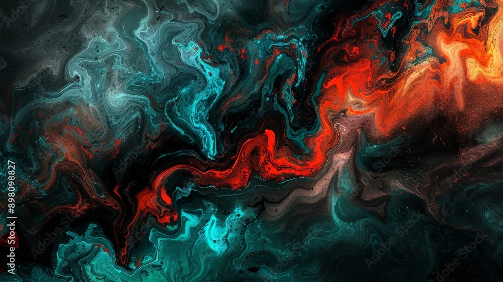 Nighttime eruption, abstract background of red hot lava flowing from a volcano Nighttime eruption, abstract background of red hot lava flowing from a volcano
