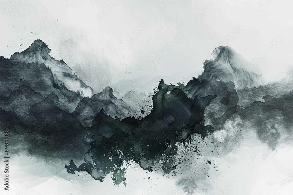 Abstract black and white watercolor background with ink splash, fluid shapes. Abstract black and white watercolor background with ink splash, fluid shapes.
