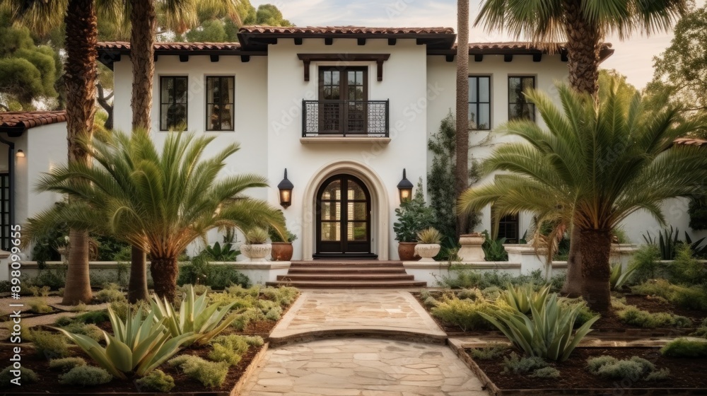 Mediterranean Style Mansion with Palm Trees Mediterranean Style Mansion with Palm Trees