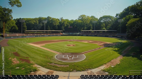 Empty Baseball Field on a Sunny Day.