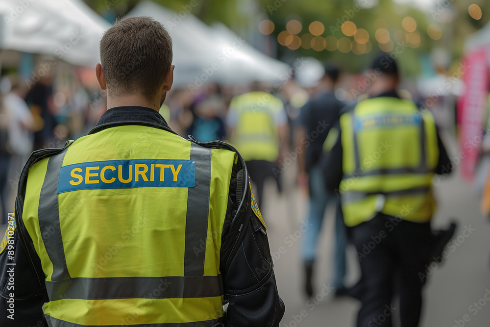 a group of security are overseeing a large community event a group of security are overseeing a large community event
