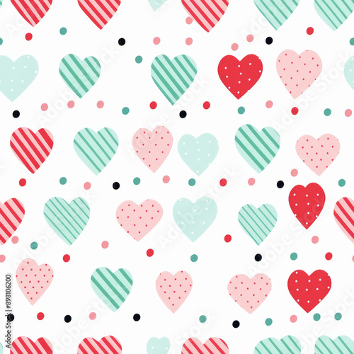 Wallpaper Mural  heart seamless pattern repeat, heart shaped background, seamless pattern with hearts cute style Torontodigital.ca