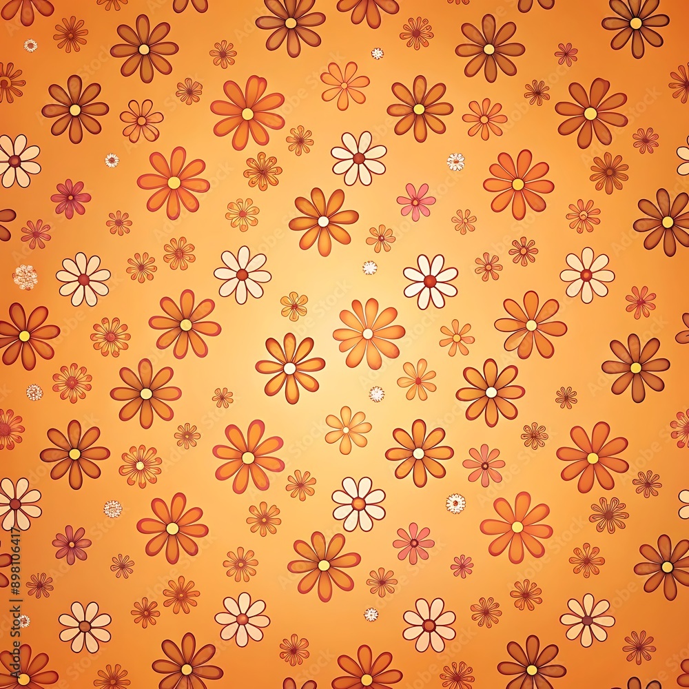 Retro Orange Flower Pattern. Retro Orange Flower Pattern.