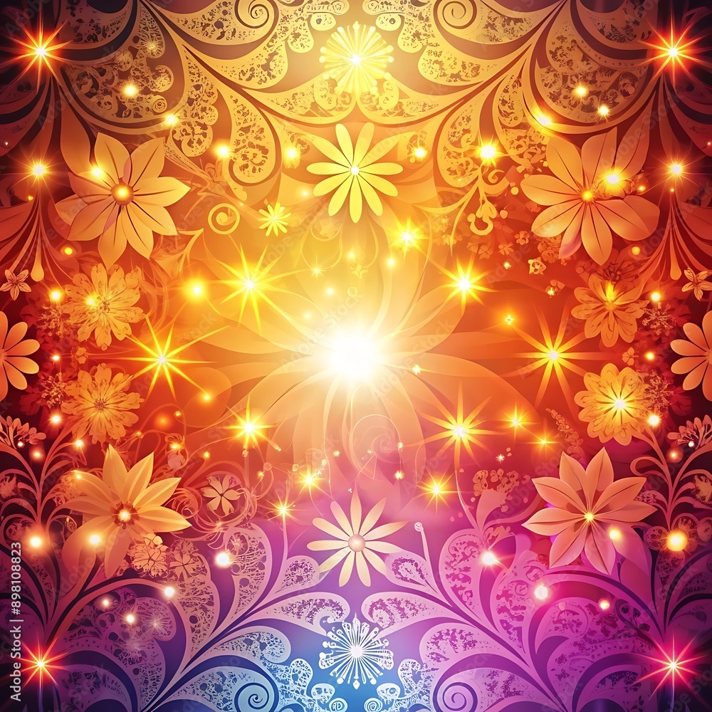 Floral Background with Lights. Floral Background with Lights.