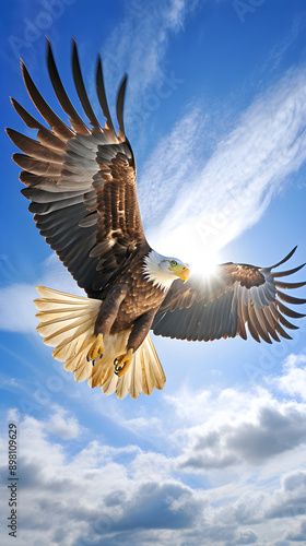 Majestic Eagle Soaring High in the Clear Blue Sky : A Display of Freedom and Dominance