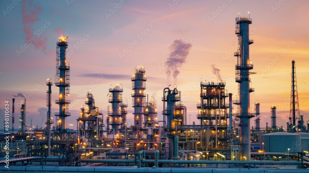 Industrial area with oil refineries and chemical plants, highlighting the network of pipelines and machinery with this inviting photo. Industrial area with oil refineries and chemical plants, highlighting the network of pipelines and machinery with this inviting photo.