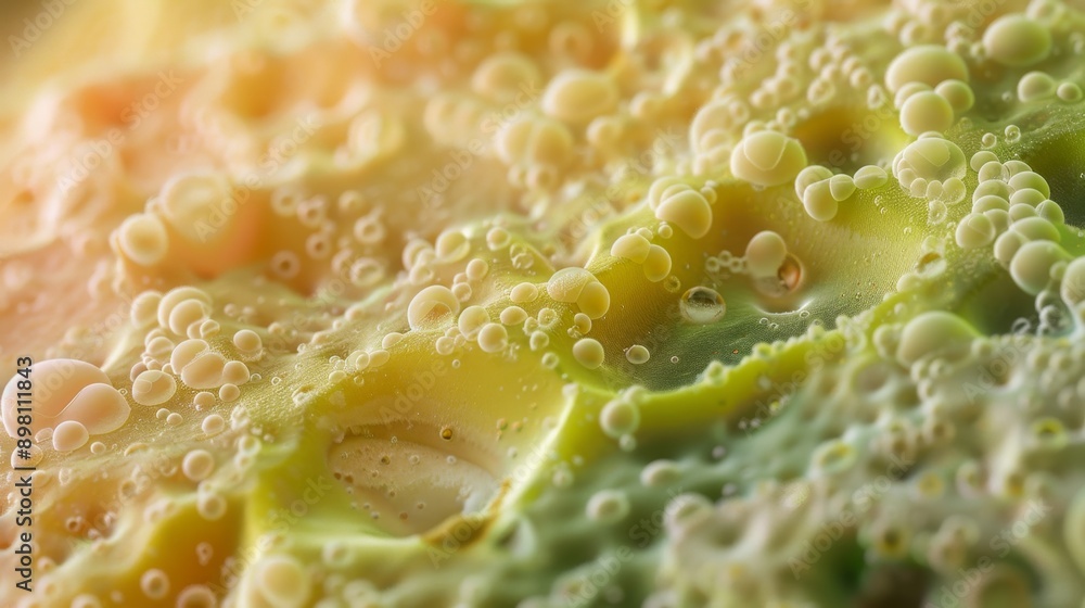 Macro Close-up of Bacterial Growth on Delicious Pastry - Detailed View of Microorganisms Contaminating Food Macro Close-up of Bacterial Growth on Delicious Pastry - Detailed View of Microorganisms Contaminating Food
