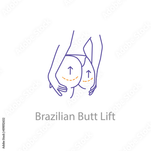 Brazilian Butt Lift, BBL Surgery, Buttock Augmentation, Cosmetic Surgery, Body Contouring, with editable stroke.
