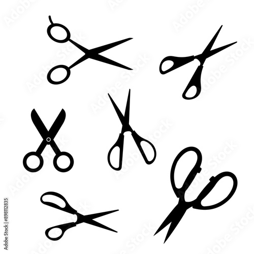 Set of silhouettes of scissors vector