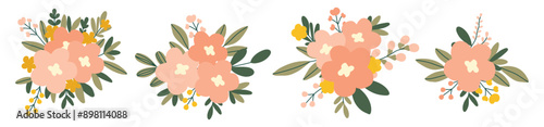 Hand drawn flowers set isolated on white background