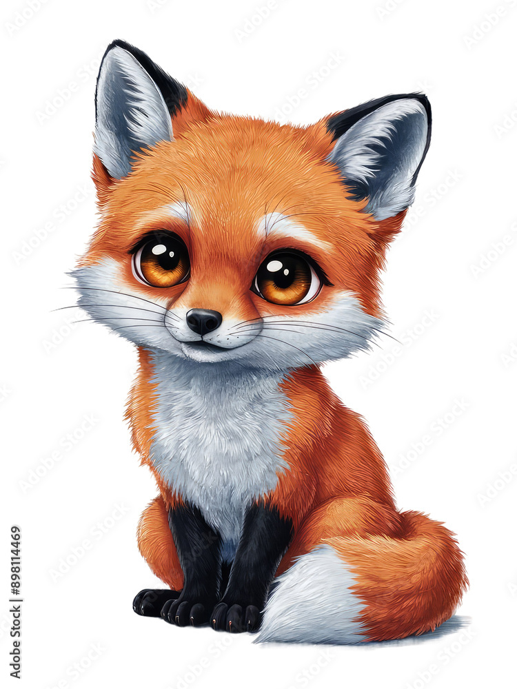 Obraz premium Isolated PNG baby fox, GENERATIVE AI