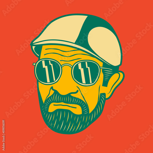 Old man face avatar illustration graphic design 63