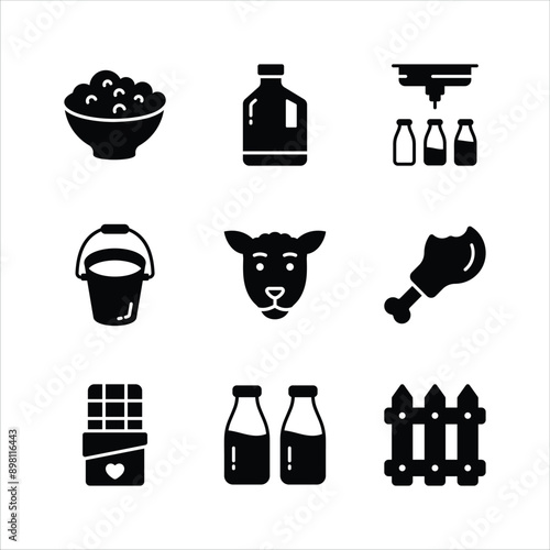 Dairy farming icons set ready to use websites and mobile apps
