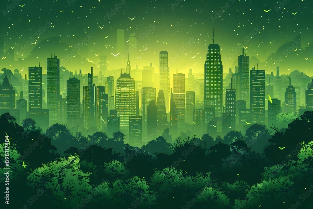 Fototapeta premium green buildings cityscape with renewable energy. green economy and sustainable development, green energy