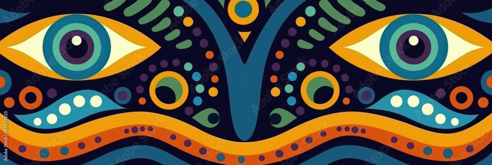Abstract Tribal Pattern with Eyes