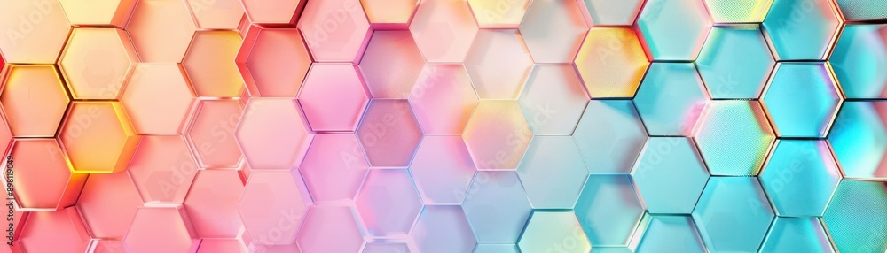3D honeycomb pattern with hexagons in a gradient color scheme, stylish, digital 3D honeycomb pattern with hexagons in a gradient color scheme, stylish, digital