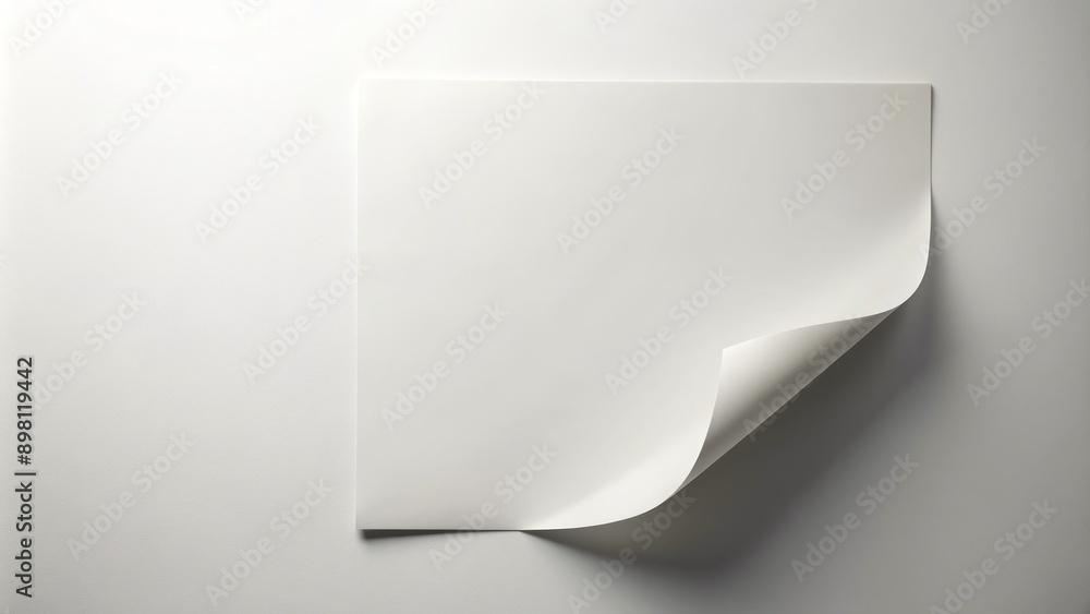 Crisp white page with curled corner and subtle shadow, isolated on a clean background, conveying vintage or worn feel. Crisp white page with curled corner and subtle shadow, isolated on a clean background, conveying vintage or worn feel.
