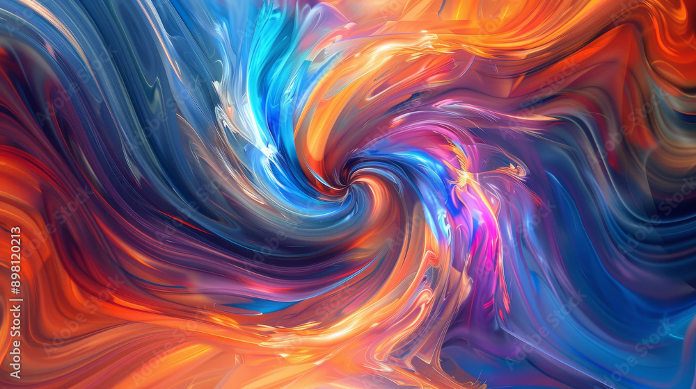 Vibrant swirling colors flow and blend in a dynamic abstract background. Vibrant swirling colors flow and blend in a dynamic abstract background.