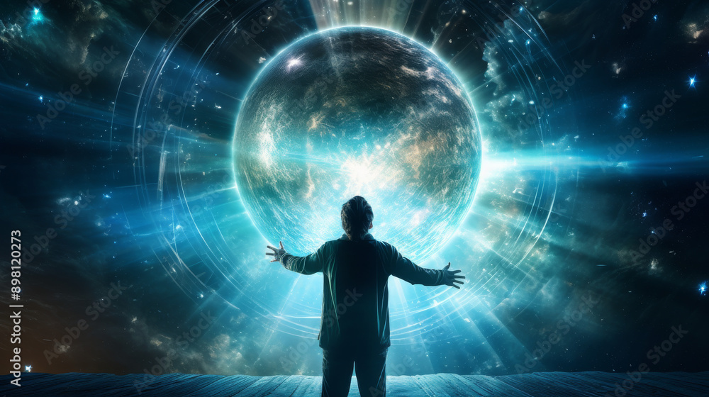 Man Catching a Planet in Space - Movie Poster Man Catching a Planet in Space - Movie Poster