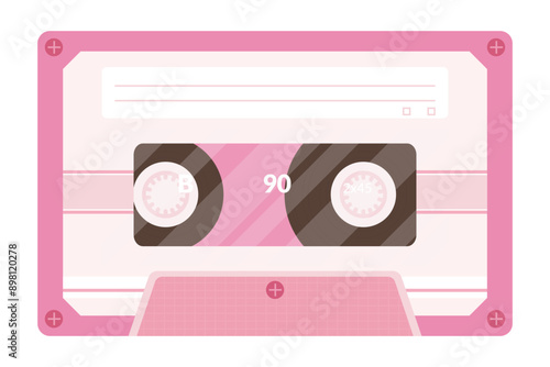 Vintage tape cassette. Retro mixtape, 1980s pop songs tapes and stereo music cassettes. 90s hifi disco dance audiocassette, analogue player record cassette. Isolated symbols vector