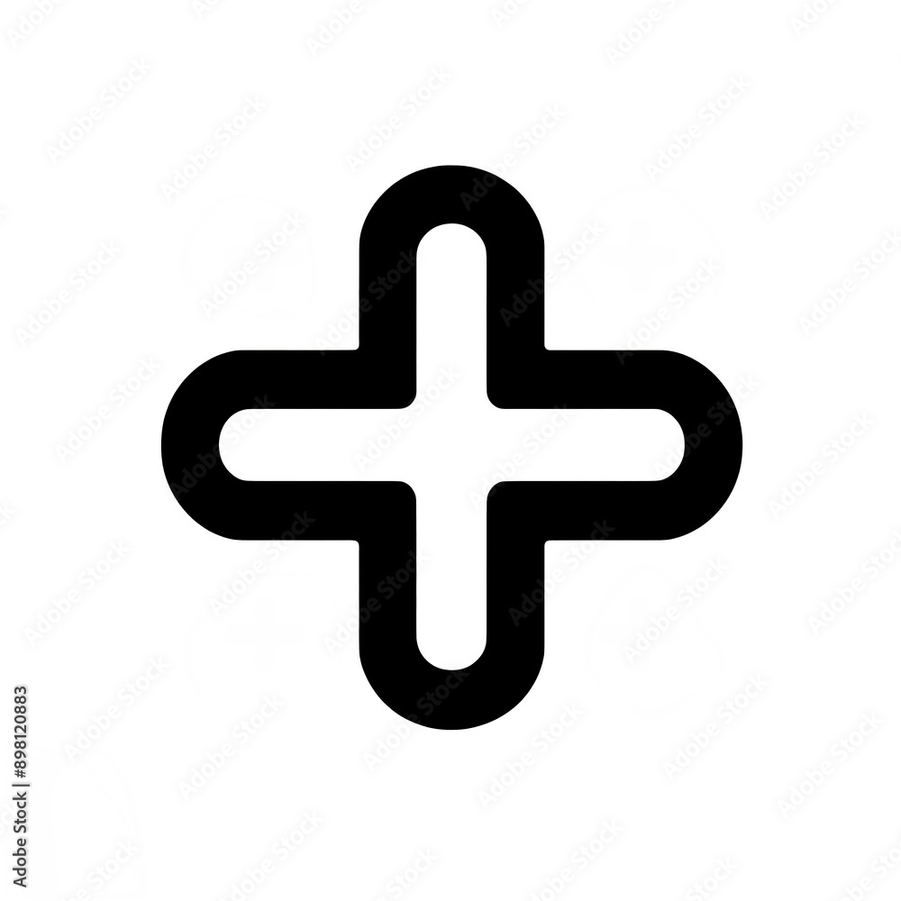 Symbolic black and white isolated vector illustration of mathematical plus sign on white background. Symbolic black and white isolated vector illustration of mathematical plus sign on white background.