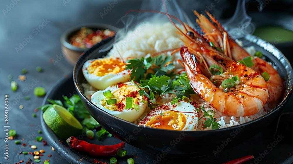 Steaming Shrimp and Egg Rice Bowl Steaming Shrimp and Egg Rice Bowl