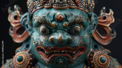 Wallpaper Mural Close-Up of a Blue and Gold Deity Statue Torontodigital.ca