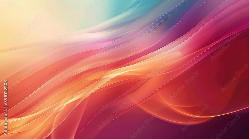 Vibrant abstract waves of red, orange, and blue fluid colors flowing softly through a dreamlike background, wallpaper Vibrant abstract waves of red, orange, and blue fluid colors flowing softly through a dreamlike background, wallpaper