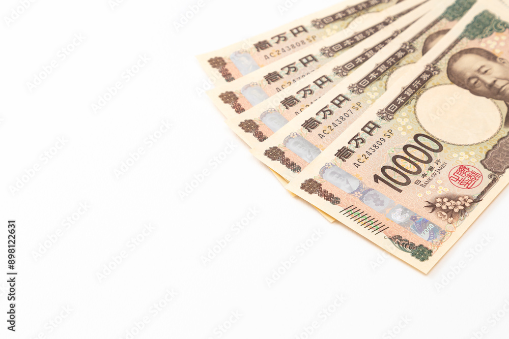 白背景に一万円札 白背景に一万円札