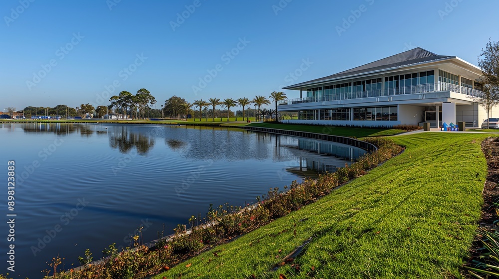 Fototapeta premium Modern Architecture by the Lake.