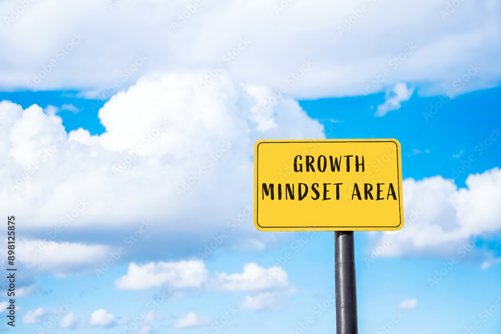 Growth Mindset Area Sign Against Blue Sky with White Clouds