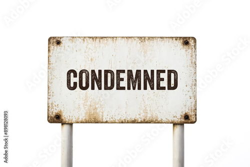 Condemned Sign Isolated on White