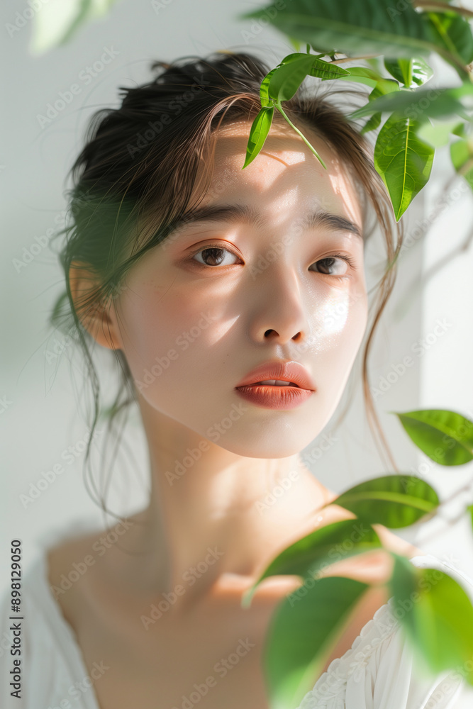 自然光の中に立つ女性の美しいポートレート 自然光の中に立つ女性の美しいポートレート