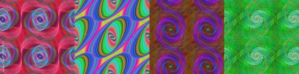 Seamless digital art pattern set Seamless digital art pattern set