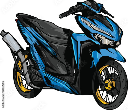 blue scooter motorcycle illustration
