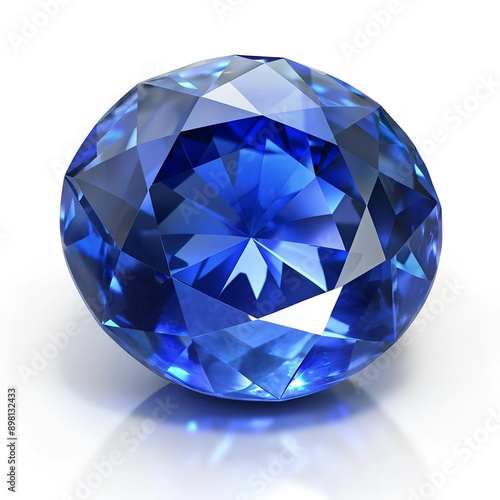 Blue Sapphire Gemstone on White Background