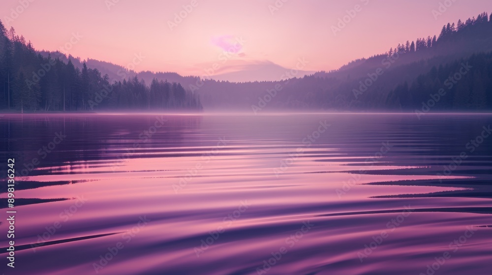 Fototapeta premium Tranquil Pink Lake at Sunset