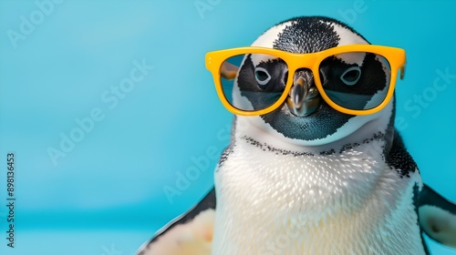 a stylish penguin against a summer backdrop