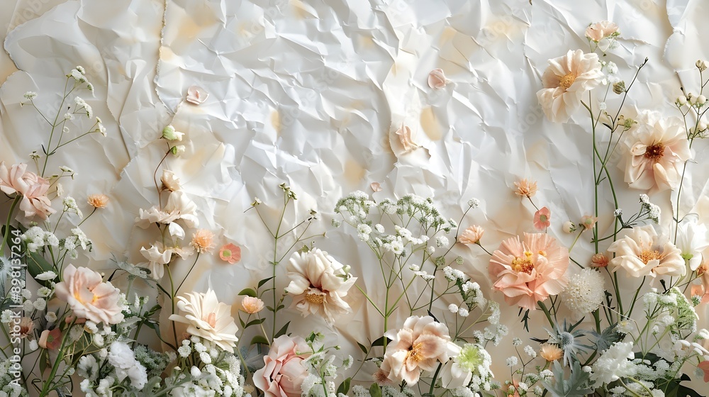 Enchanting Floral Arrangement on Delicate Paper Backdrop Enchanting Floral Arrangement on Delicate Paper Backdrop